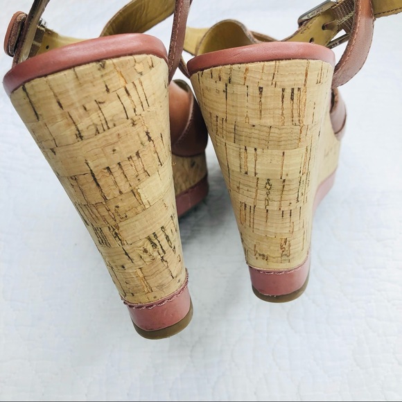 Franco Sarto Leather Platform Cork Heel Wedges size 10 brown - Picture 13 of 16
